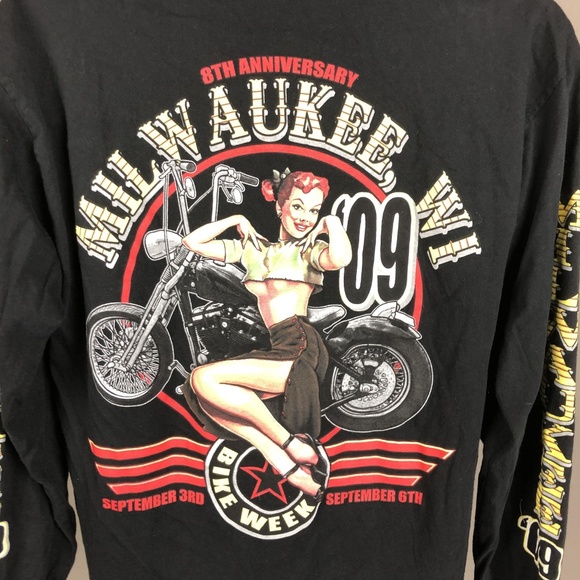 American Biker Image Men’s Long Sleeve Shirt Size - Picture 2 of 5